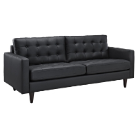 Empress Tufted Bonded Leather Sofa - Black