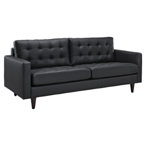 Empress Tufted Bonded Leather Sofa - Black 