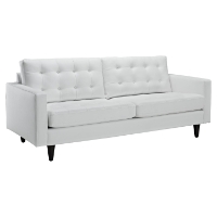 Empress Tufted Bonded Leather Sofa - White