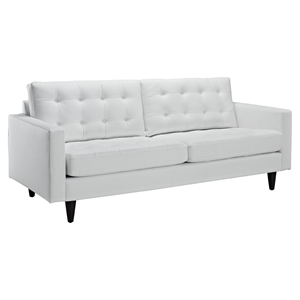 Empress Tufted Bonded Leather Sofa - White 