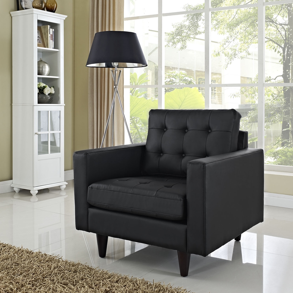 Empress Tufted Bonded Leather Armchair - Black | DCG Stores