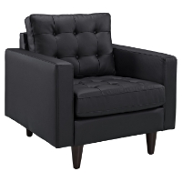 Empress Tufted Bonded Leather Armchair - Black