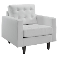 Empress Tufted Bonded Leather Armchair - White