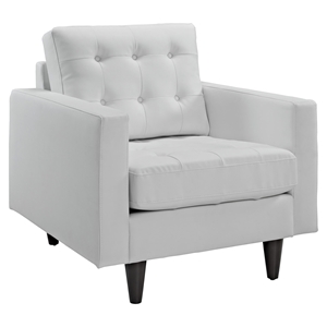 Empress Tufted Bonded Leather Armchair - White 