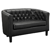Prospect Leatherette Loveseat - Button Tufted, Black
