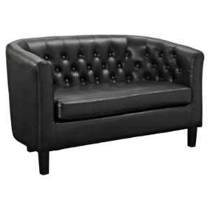 Prospect Leatherette Loveseat - Button Tufted, Black 