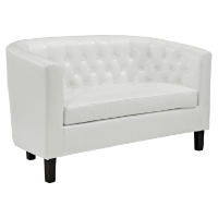 Prospect Leatherette Loveseat - Button Tufted, White