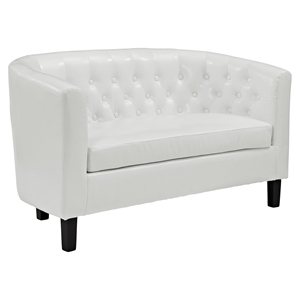 Prospect Leatherette Loveseat - Button Tufted, White 