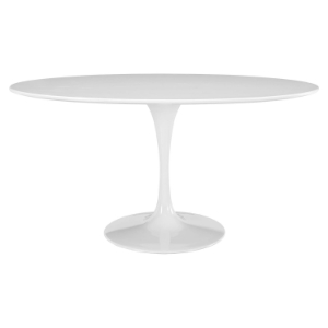 Lippa 60" Wood Top Dining Table - Oval, White 