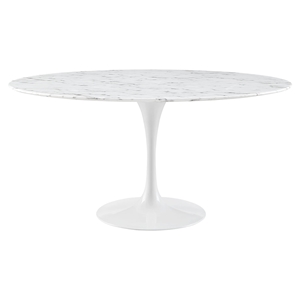 Lippa 60" Artificial Marble Dining Table - White 