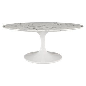 Lippa 42" Oval Shaped Coffee Table - Artificial Marble Top 