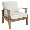 Marina Outdoor Patio Teak Armchair - Natural/White - EEI-1143-NAT-WHI-SET