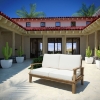 Marina Patio Teak Loveseat - Natural Frame, White - EEI-1144-NAT-WHI-SET
