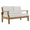 Marina Patio Teak Loveseat - Natural Frame, White - EEI-1144-NAT-WHI-SET