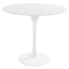 Lippa Saarinen Inspired Fiberglass Round Dining Table in White - EEI-11X-WHI
