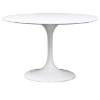 Lippa Saarinen Inspired Fiberglass Round Dining Table in White - EEI-11X-WHI
