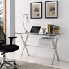 Stasis Glass Top Office Desk - White - EEI-1181-WHI