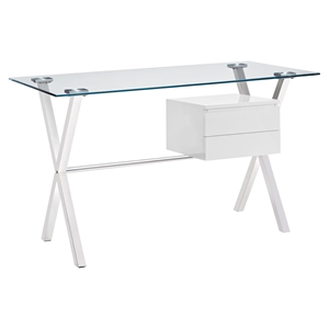 Stasis Glass Top Office Desk - White 