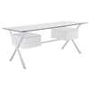 Abeyance Glass Top Office Desk - White - EEI-1182-WHI