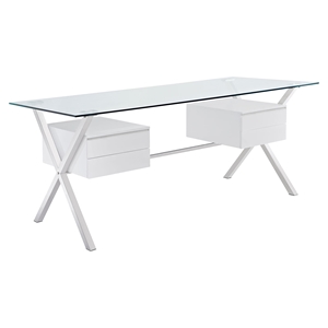 Abeyance Glass Top Office Desk - White 
