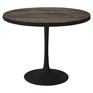 Drive Wood Top Dining Table - Round, Pedestal, Brown 