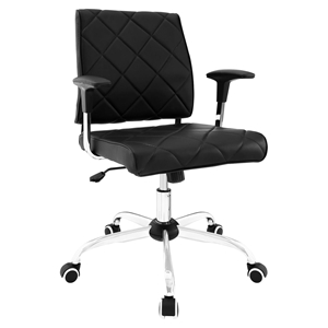Lattice Leatherette Office Chair - Adjustable Height, Swivel, Armrest 