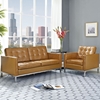 Loft 2 Pieces Armchair and Loveseat - Tufted, Leather, Tan - EEI-1269-TAN