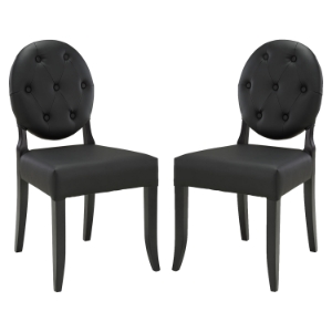 Button Dining Side Chair - Tufted, Black (Set of 2) 
