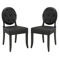 Button Dining Side Chair - Tufted, Black (Set of 2)