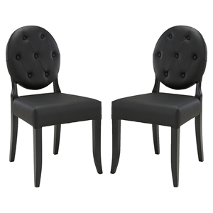 Button Dining Side Chair - Tufted, Black (Set of 2) 