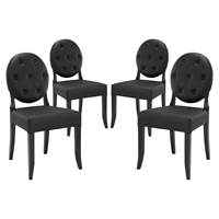 Button Dining Side Chair - Black, Tufted (Set of 4)