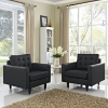Empress Bottom Tufted Leather Armchair - Black (Set of 2) - EEI-1282-BLK