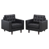 Empress Bottom Tufted Leather Armchair - Black (Set of 2) - EEI-1282-BLK