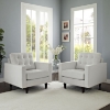Empress Button Tufted Leather Armchair - White (Set of 2) - EEI-1282-WHI