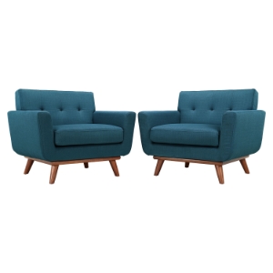 Engage Wood Armchair - Tufted (Set of 2) 