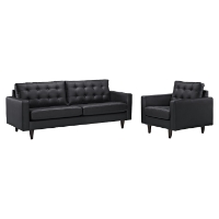 Empress 2 Pieces Armchair and Sofa Set - Black