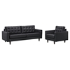 Empress 2 Pieces Armchair and Sofa Set - Black - EEI-1311-BLK