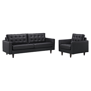 Empress 2 Pieces Armchair and Sofa Set - Black 