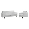 Empress 2 Pieces Armchair and Sofa Set - White - EEI-1311-WHI