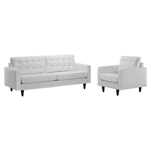 Empress 2 Pieces Armchair and Sofa Set - White 