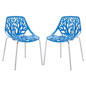 Stencil Dining Side Chair - Blue, Stackable (Set of 2) 