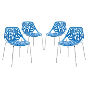 Stencil Dining Side Chair - Stackable, Blue (Set of 4) 
