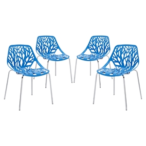 Stencil Dining Side Chair - Stackable, Blue (Set of 4) 