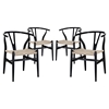 Amish Dining Armchair - Wood Frame, Black (Set of 4) - EEI-1320-BLK