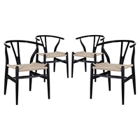 Amish Dining Armchair - Wood Frame, Black (Set of 4)