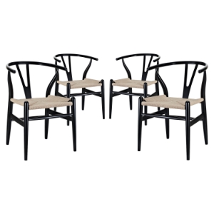 Amish Dining Armchair - Wood Frame, Black (Set of 4) 