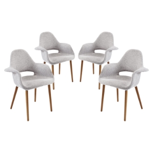 Aegis Dining Armchair - Wood Legs, Light Gray (Set of 4) 