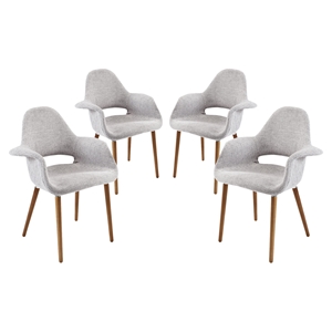 Aegis Dining Armchair - Wood Legs, Light Gray (Set of 4) 