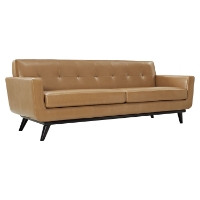 Engage Bonded Leather Sofa - Tufted, Tan