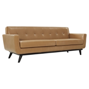 Engage Bonded Leather Sofa - Tufted, Tan 